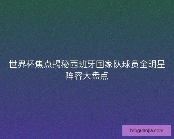 世界杯焦点揭秘西班牙国家队球员全明星阵容大盘点